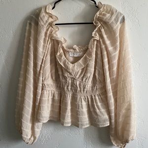 Cream Glitter Peplum Top from Nordstrom- ASTR the label